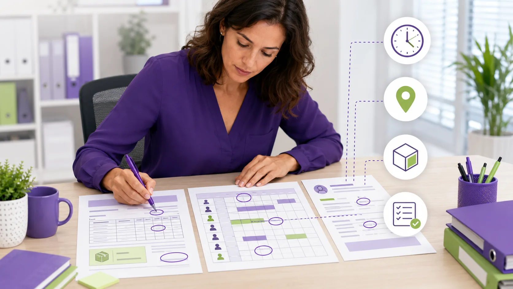 Candidate qui prélève les informations importantes dans des documents professionnels.